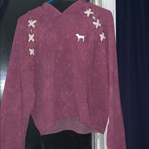 PINK hooded crop top